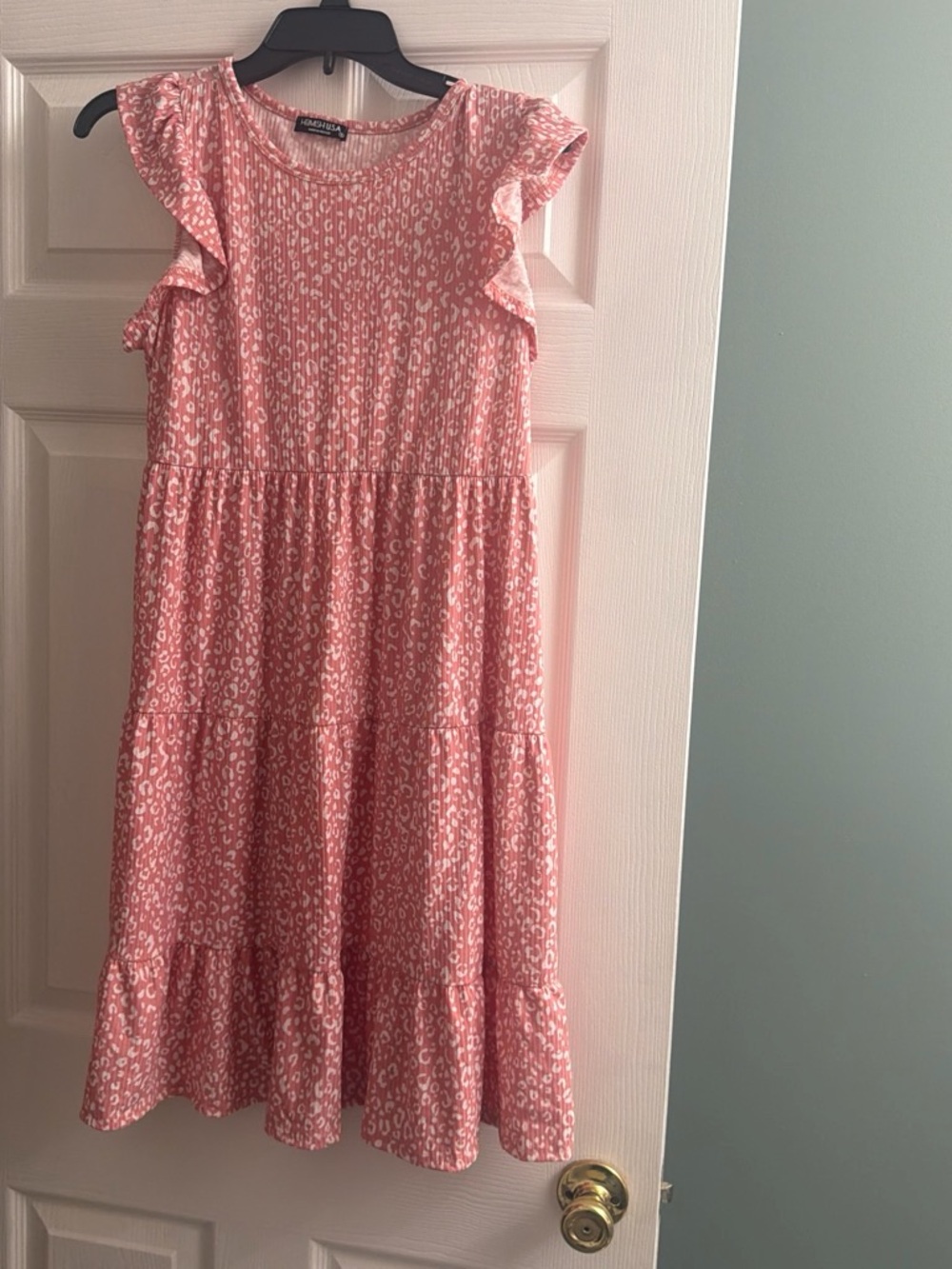 Source Unknown Pink Printed Ruffle-Sleeve Girls Dress